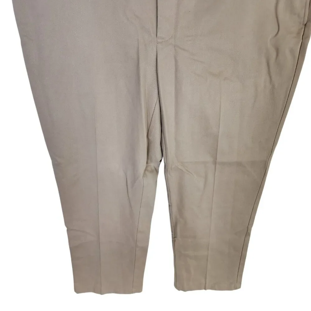 Orvis Khaki Twill Chino Flat Front Pants Mens 40 Wrinkle Free 100% Cotton